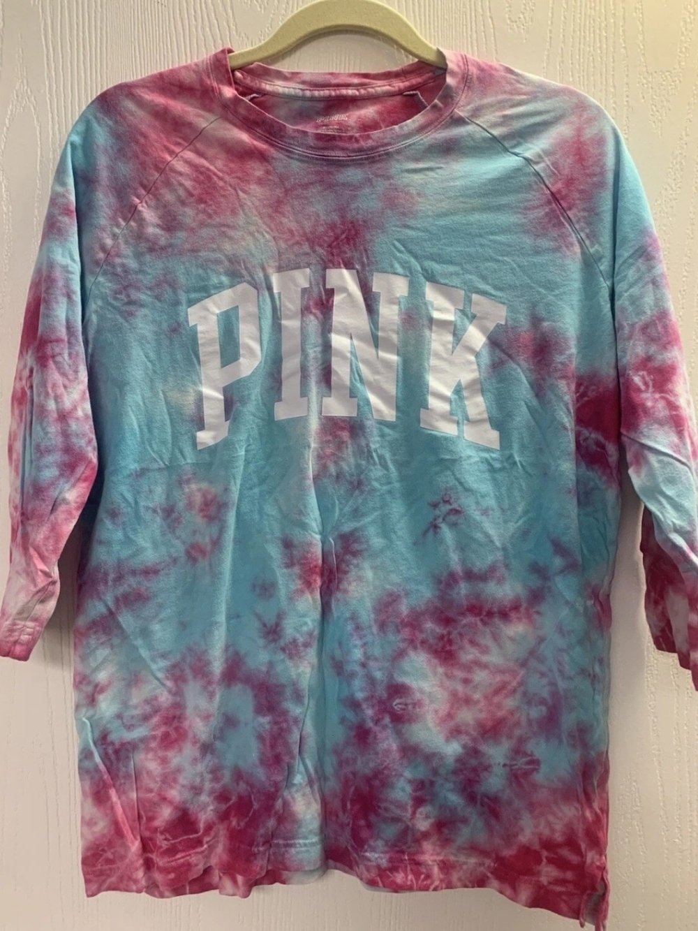PINK Victoria's Secret Tie-Dye Long Sleeve Tee in Blue & Pink